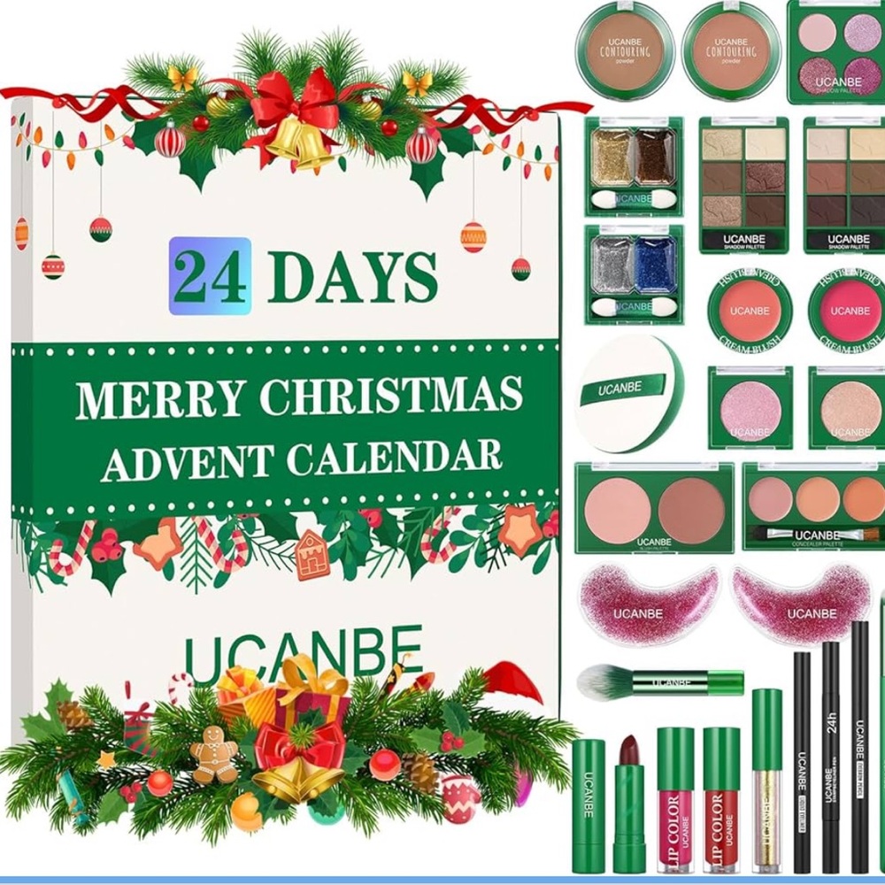 Makeup Advent Calendar 2025, 24 Days Christmas Makeup Gift Set UCANBE Countdown